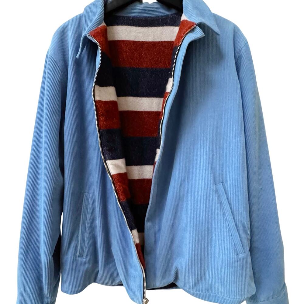 THE ELDER STATESMAN: Men's Blue Cord Zip Jacket - M